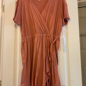 Caslon burnt orange faux wrap dress